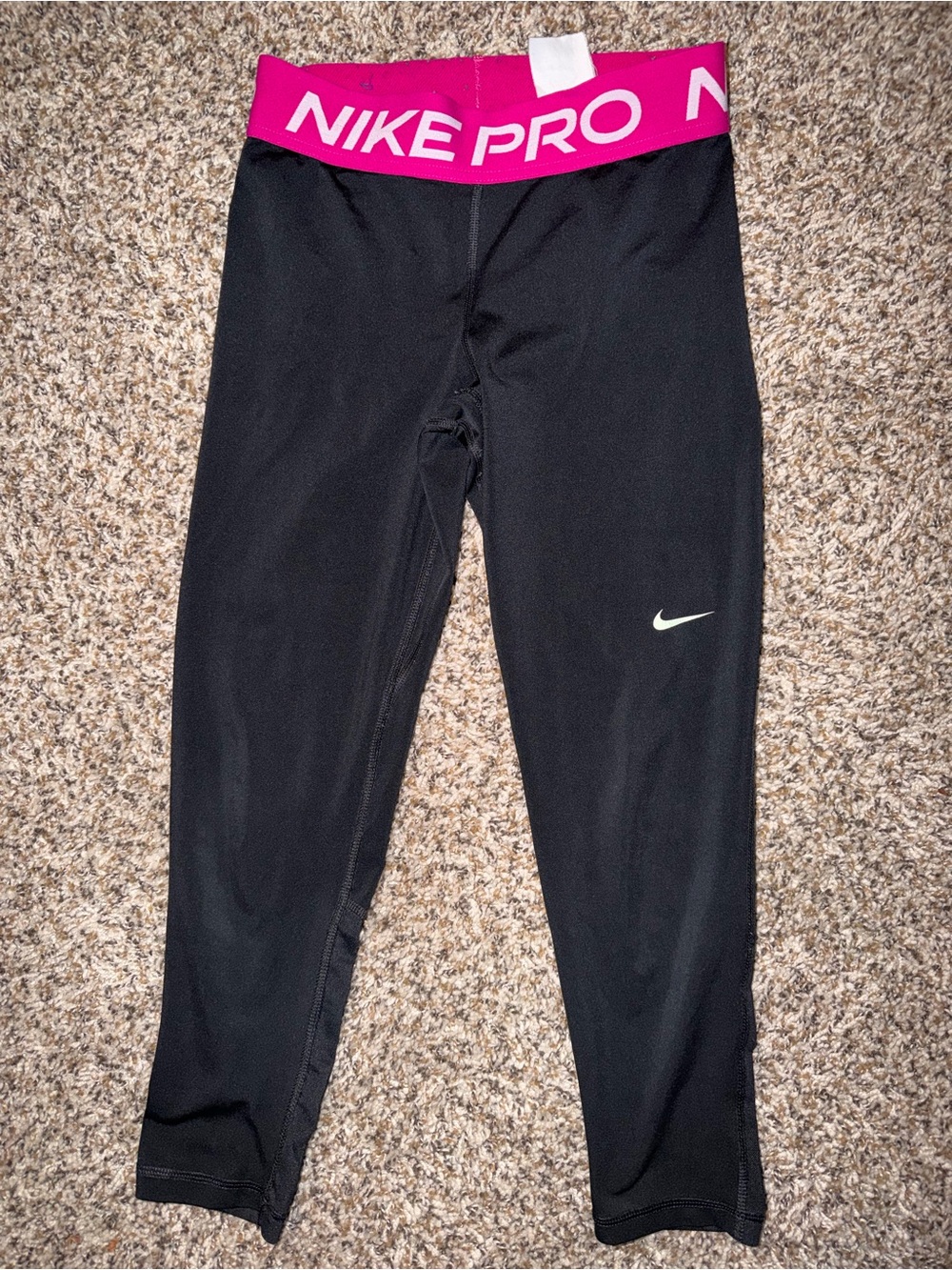 Nike Black Leggings with Hot Pink Waistband